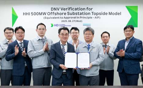 HD현대중공업, 500MW급 해상변전소 모델 국제 설계 검증 획득…해상풍력 시장 공략 강화